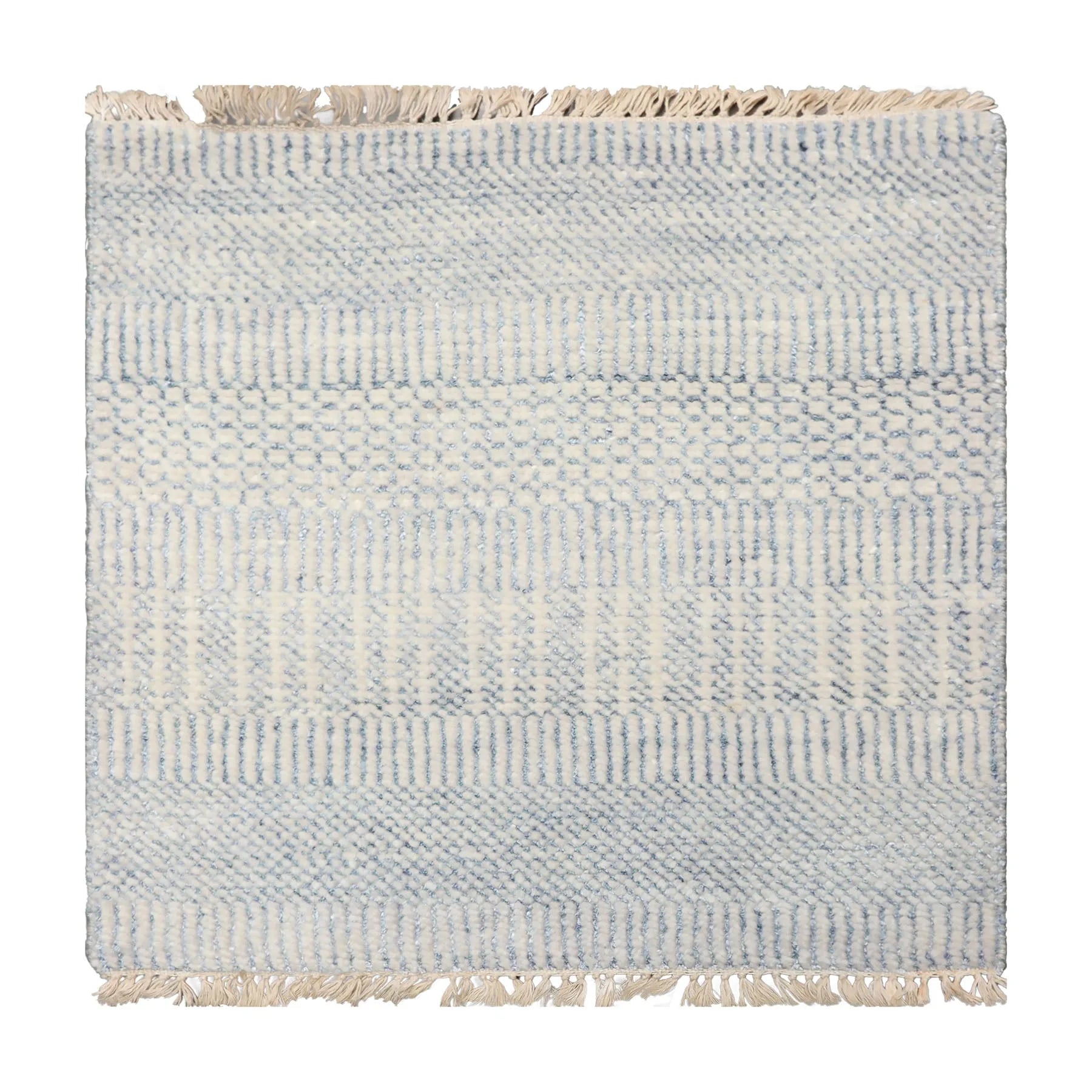 2'x2' Ivory Hand Knotted Tibetan Modern  Wool and Bamboo Silk Oriental Area Rug