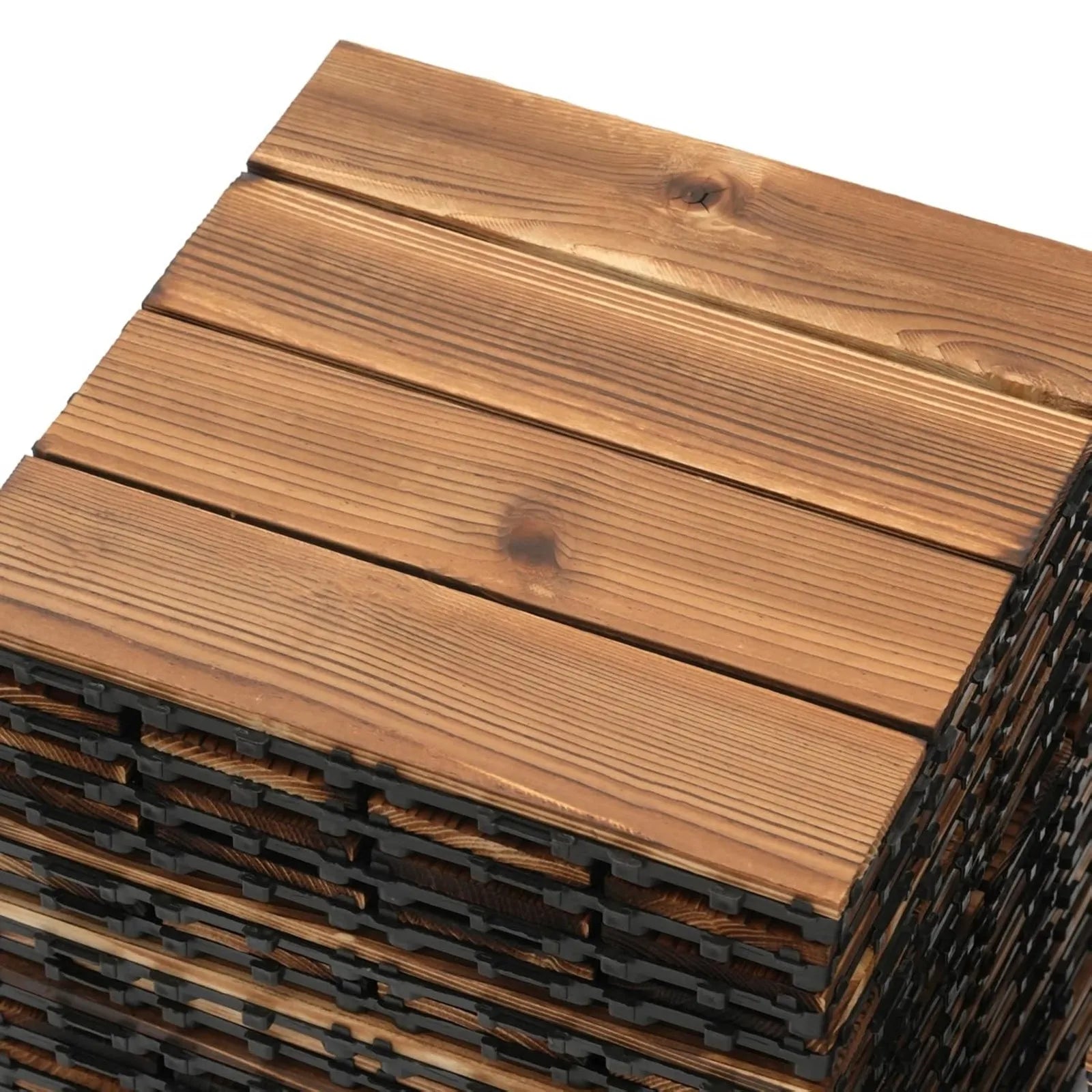 36Pcs 12''x12'' Hardwood Interlocking Patio Deck Tiles, Non-Slip Deck Tiles Indoor Outdoor Waterproof Wood Flooring Pavers Tiles