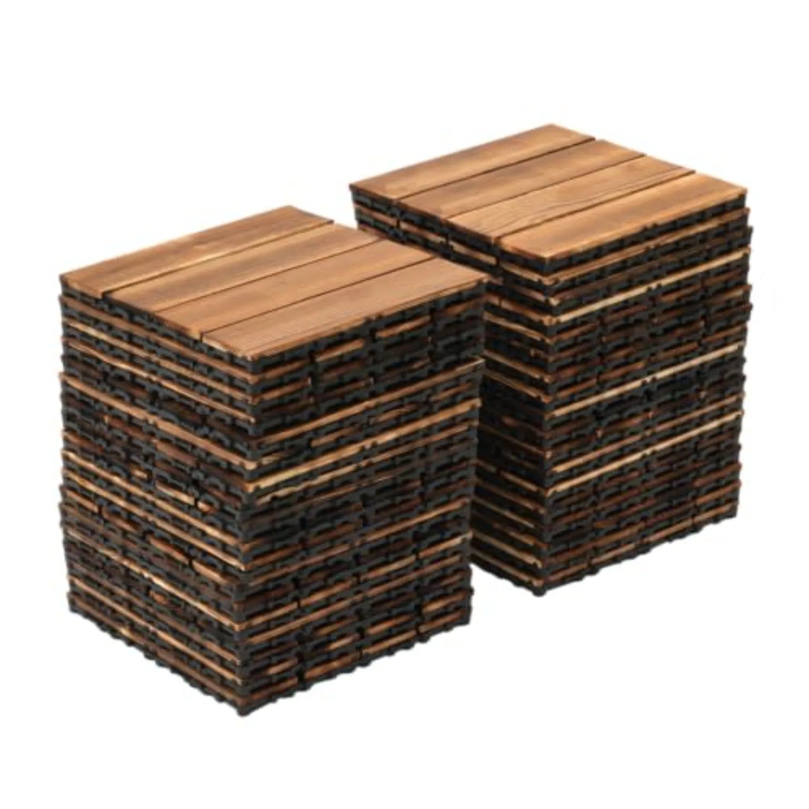 36Pcs 12''x12'' Hardwood Interlocking Patio Deck Tiles, Non-Slip Deck Tiles Indoor Outdoor Waterproof Wood Flooring Pavers Tiles