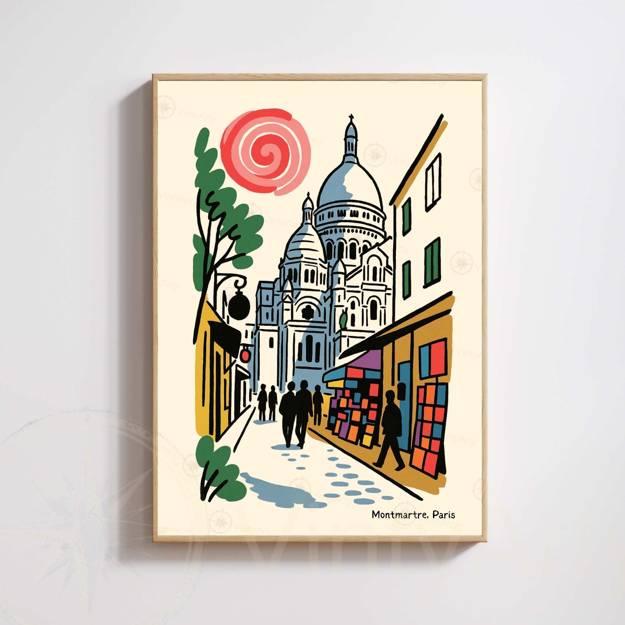 Affiche Montmartre Paris – Poster Sacré-Cœur | Décoration murale artistique & affiche voyage vintage