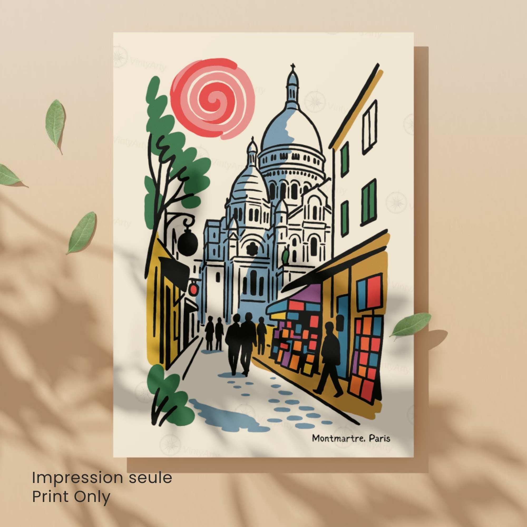 Affiche Montmartre Paris – Poster Sacré-Cœur | Décoration murale artistique & affiche voyage vintage